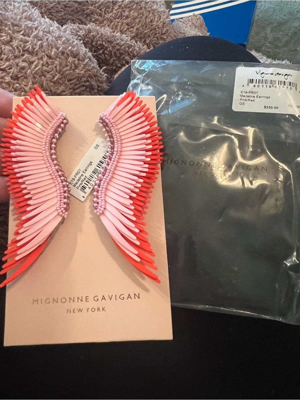 Mignonne Gavigan Madeline Earrings NEW WITH TAG Pink & Red